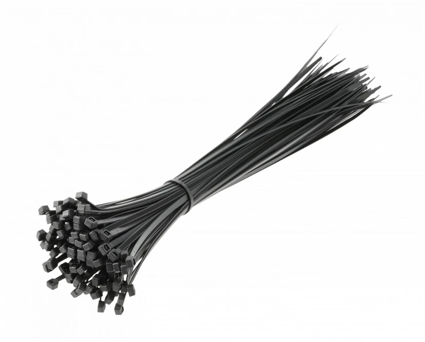 HOGERT Nylon Cable Ties 4.8 x 370 mm, 100 pcs, Juodas