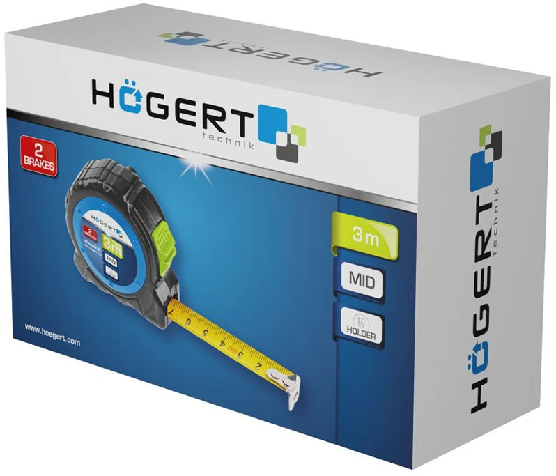 HOGERT Matavimo juosta 5 m 19 mm plieno