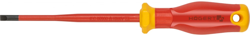 HOGERT Slotted screwdriver 5.5x125 mm, 1000V, SLIM, S2