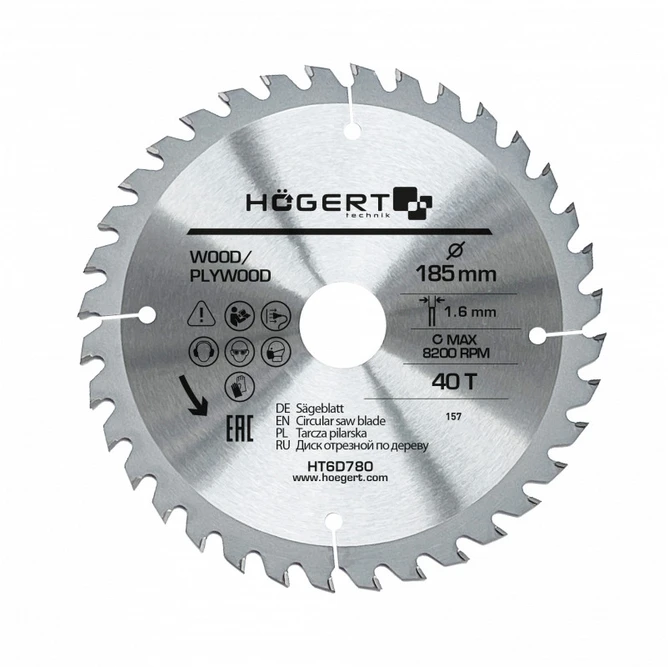 HOGERT TCT pjūklo diskas 185x40Tx30