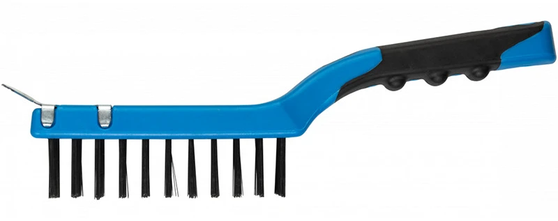 HOGERT Steel wire brush with a scraper, 4 x 11