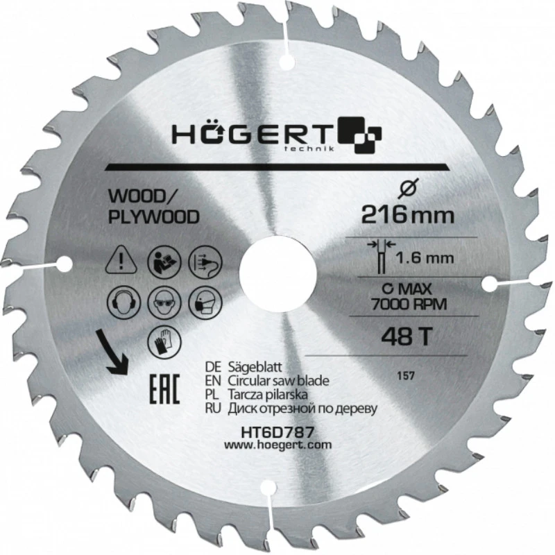 HOGERT TCT pjūklo diskas 216x48Tx30