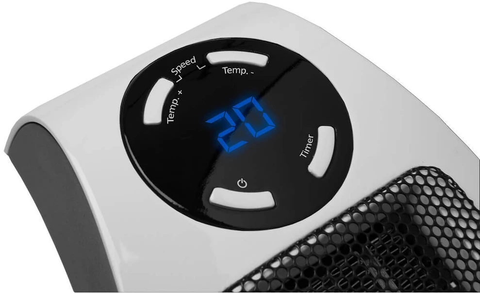 Į lizdą jungiamas keraminis ventiliatorinis šildytuvas kambariui su termostatu ir laikmačiu 500W iki 30m³ Heat Plug-in Eurom