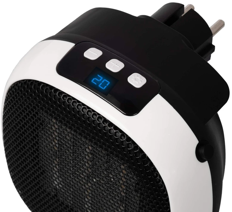 Į lizdą jungiamas keraminis ventiliatorinis šildytuvas kambariui su termostatu ir laikmačiu 700W iki 40m³ Heat Plug-in-700 max Eurom