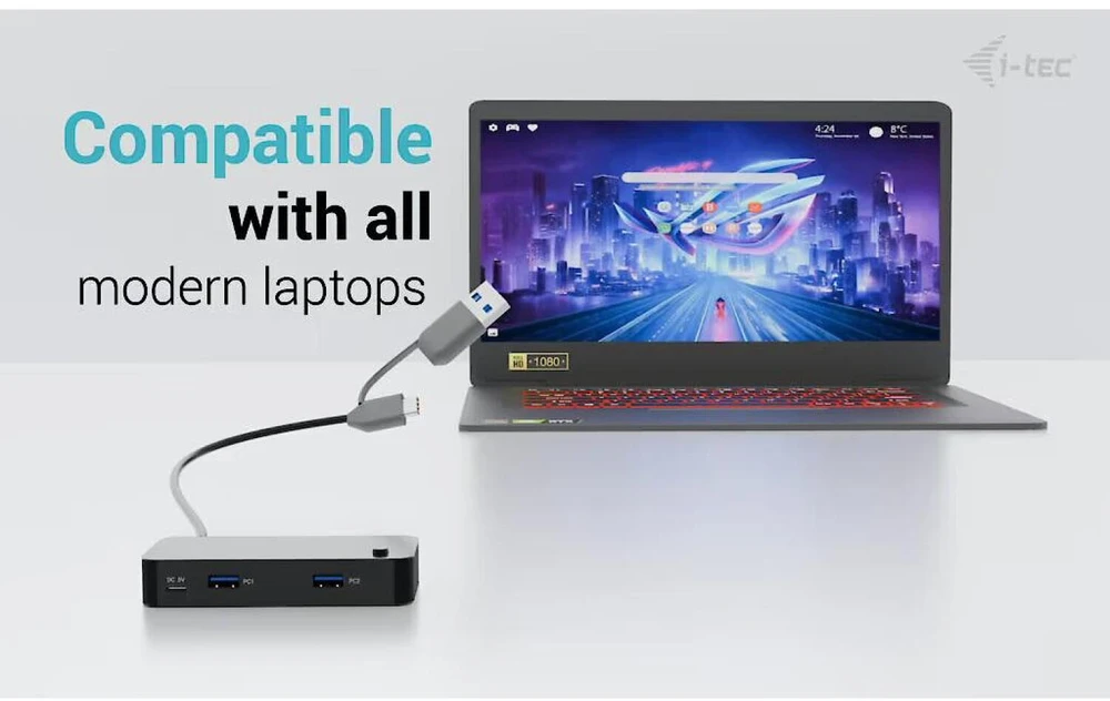 I-tec USB-C/USB-A Universalus KVM HUB 2x USB-C (5Gbps) + 2x USB-A 3.0 (5Gbps) USB-C Maitinimas 5V/3A-15W max (2x kabeliai 100cm)