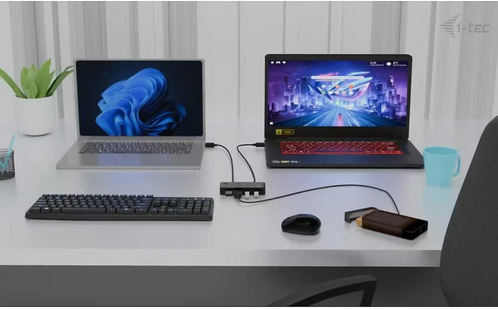 I-tec USB-C/USB-A Universalus KVM HUB 2x USB-C (5Gbps) + 2x USB-A 3.0 (5Gbps) USB-C Maitinimas 5V/3A-15W max (2x kabeliai 100cm)