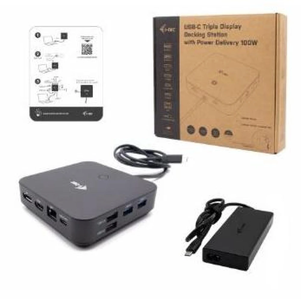I-TEC USB-C HDMI dviejų DP prijungimo stotelė su maitinimo tiekimu 100 W + I-tec universalus įkroviklis 112 W