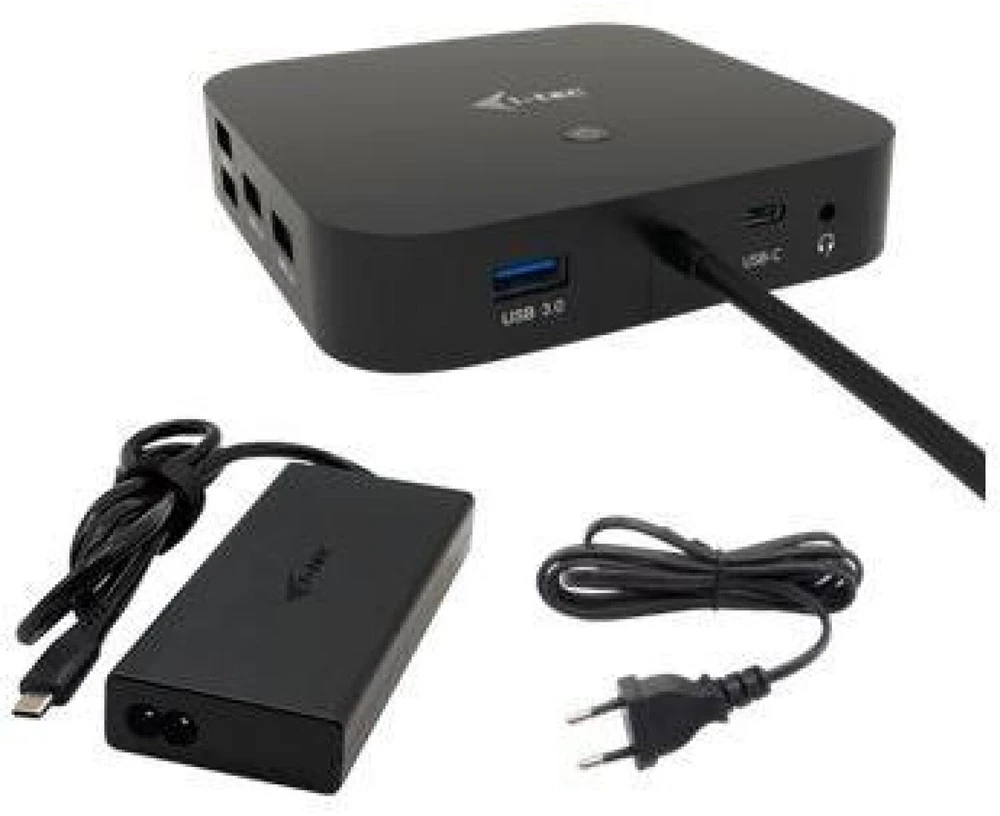I-TEC USB-C HDMI dviejų DP prijungimo stotelė su maitinimo tiekimu 100 W + I-tec universalus įkroviklis 112 W