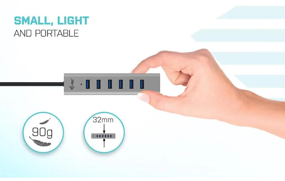 I-TEC USB-C įkrovimo metalinis HUB 7 prievadas be maitinimo adapterio