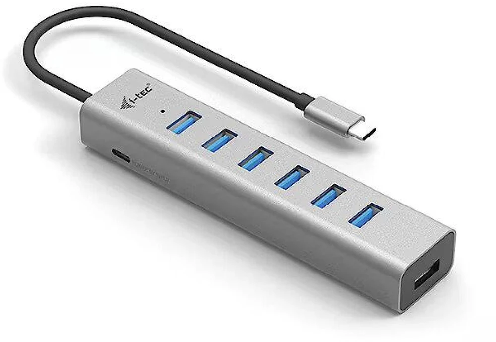 I-TEC USB-C įkrovimo metalinis HUB 7 prievadas be maitinimo adapterio