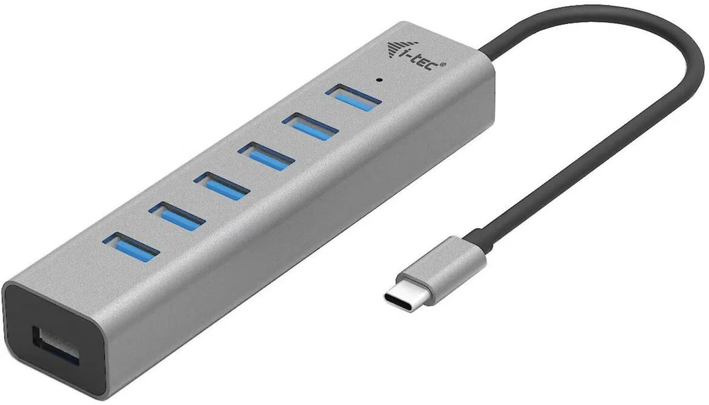 I-TEC USB-C įkrovimo metalinis HUB 7 prievadas be maitinimo adapterio