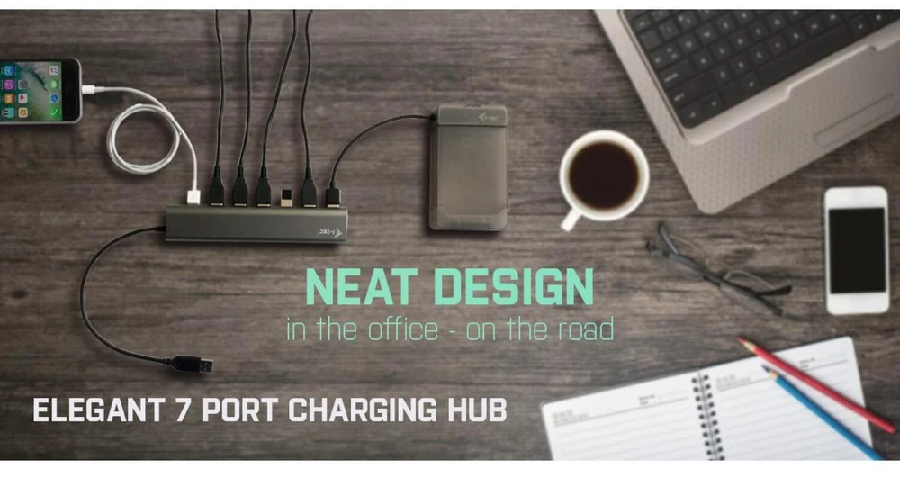 I-tec USB 3.0 metalinis HUB įkrovimas – 7 maitinimo / įkrovimo prievadai