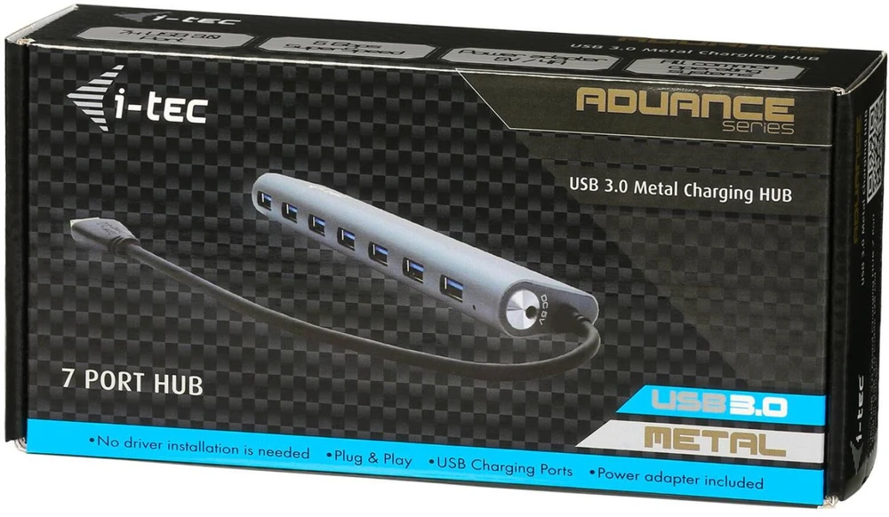 I-tec USB 3.0 metalinis HUB įkrovimas – 7 maitinimo / įkrovimo prievadai
