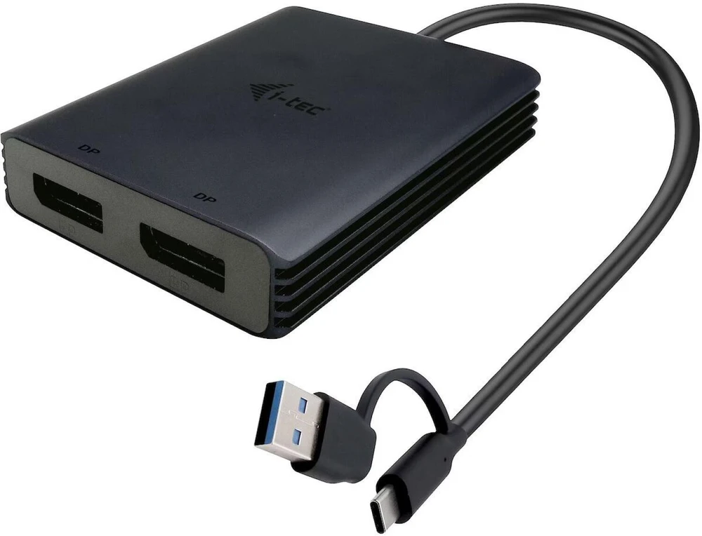 I-tec USB-A/USB-C dvigubas 4K/60 Hz DisplayPort vaizdo adapteris