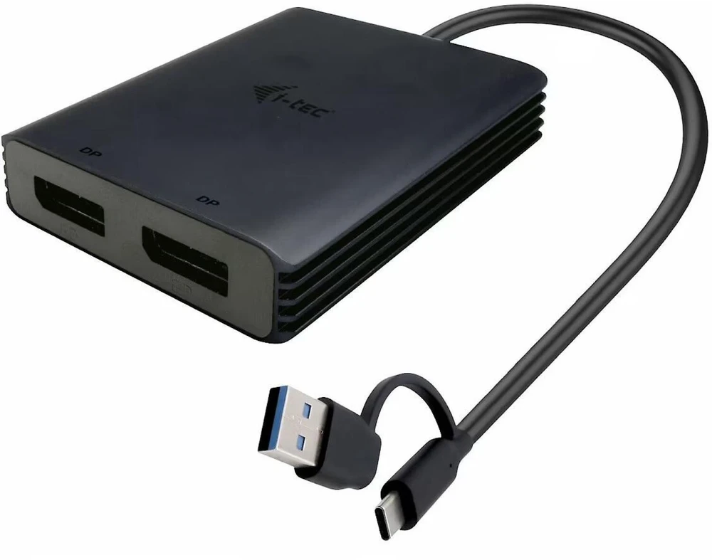 I-tec USB-A/USB-C dvigubas 4K/60 Hz DisplayPort vaizdo adapteris
