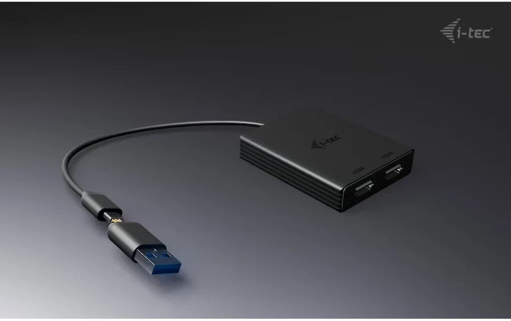 I-tec USB-A/USB-C dvigubas 4K/60 Hz DisplayPort vaizdo adapteris