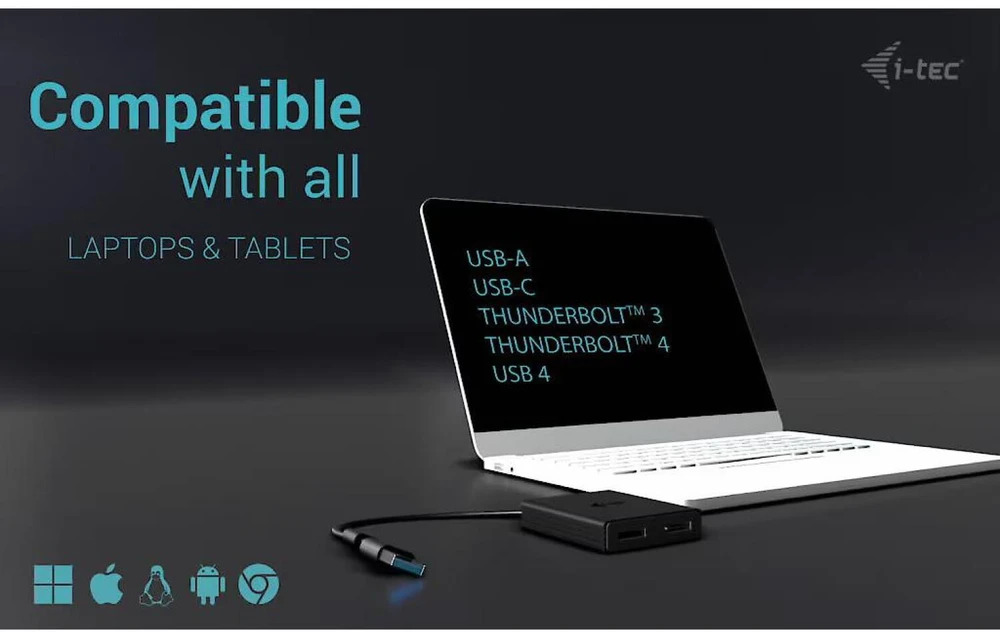 I-tec USB-A/USB-C dvigubas 4K/60 Hz DisplayPort vaizdo adapteris