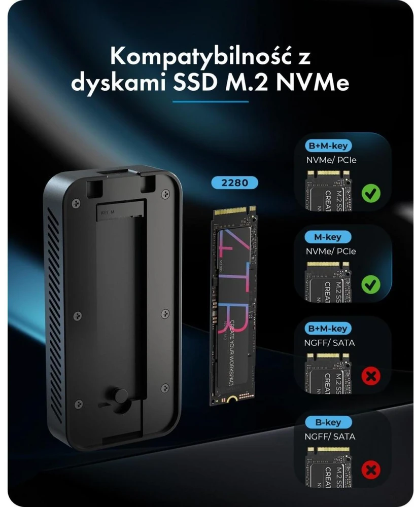 Carruzzo ICY BOX Diamond Case 1980 SSD korpusas Juoda M.2