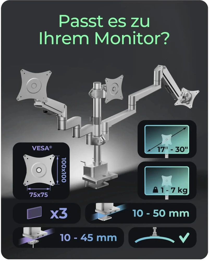 ICY BOX IB-MS525-T monitoriaus laikiklis 3 monitoriams