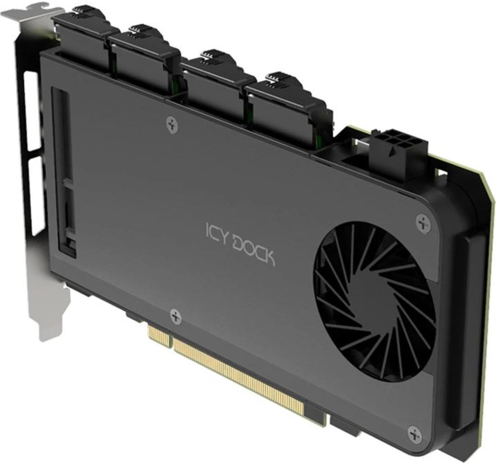 Icy Dock „IcyDock“ adapteriai, 4 x M.2 NVMe SSD mobiliojo stovo adapteriai, skirti plokštei