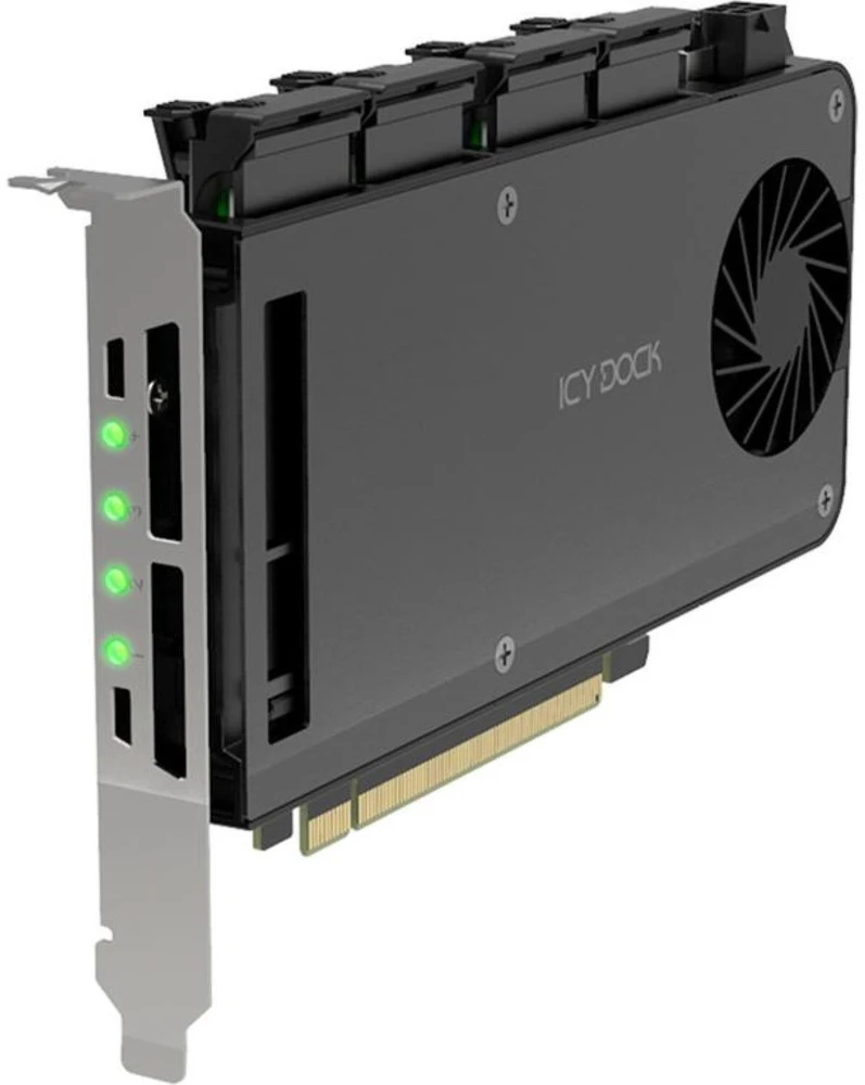 Icy Dock „IcyDock“ adapteriai, 4 x M.2 NVMe SSD mobiliojo stovo adapteriai, skirti plokštei