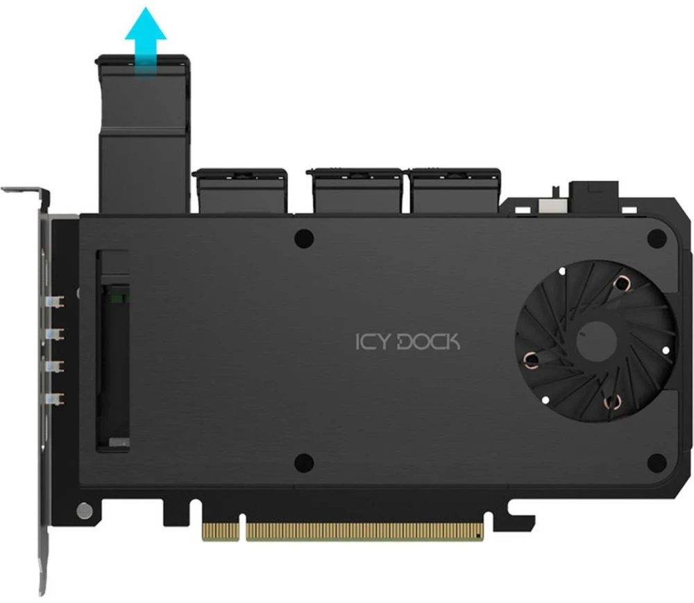 Icy Dock „IcyDock“ adapteriai, 4 x M.2 NVMe SSD mobiliojo stovo adapteriai, skirti plokštei