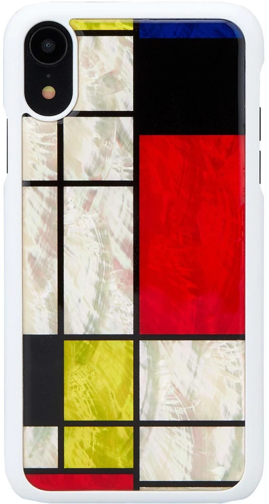 Ikins Telefono dėklas iPhone XR, baltas su mondriano raštu