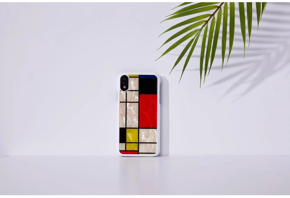 Ikins Telefono dėklas iPhone XR, baltas su mondriano raštu