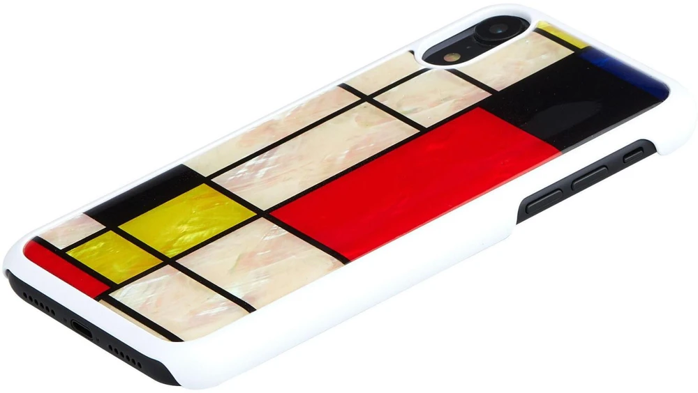 Ikins Telefono dėklas iPhone XR, baltas su mondriano raštu