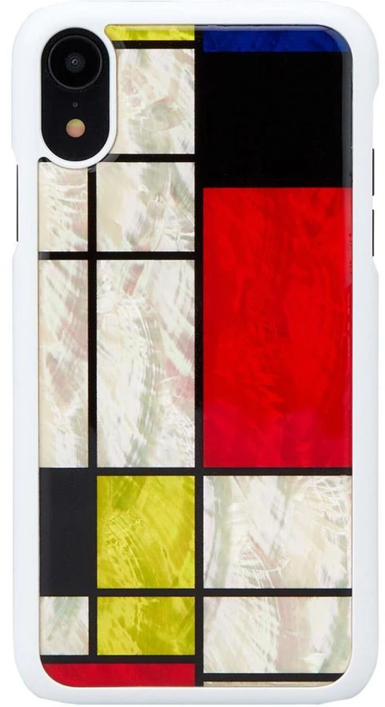 Ikins Telefono dėklas iPhone XR, baltas su mondriano raštu