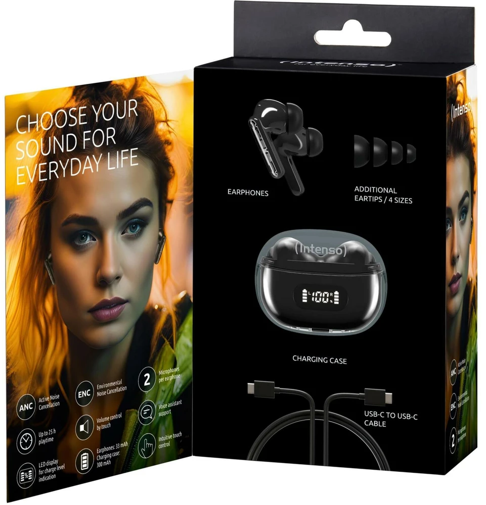 Ausinės Intenso Intenso Buds Plus T310AE, ausinės (juodas)