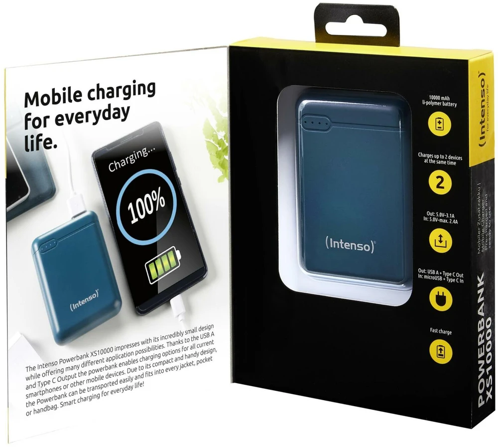 Intenso Powerbank XS10000 benzinas 10000 mAh įsk. USB nuo A iki C tipo