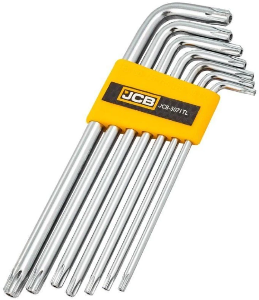 Jonnesway JCB Rinkinys KLUCZY TORX długich su OTWOREM 7 vnt T10H-T40H typu L Cr-V