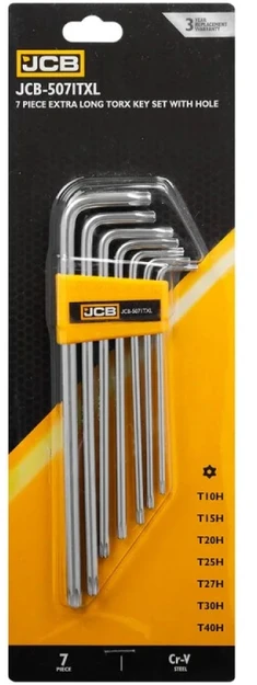 JCB TORX 7szt. /B.DŁ. T10-T40 Z OTWOREM