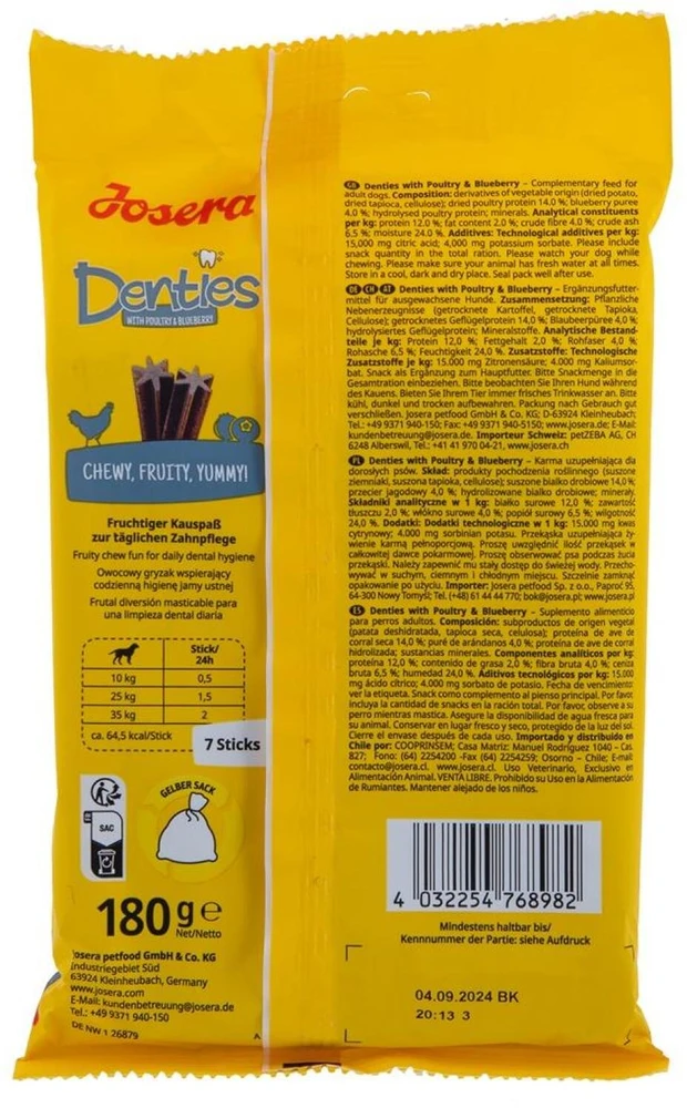 Josera Denties paukšt.+mėlyn.180g skan. šun.
