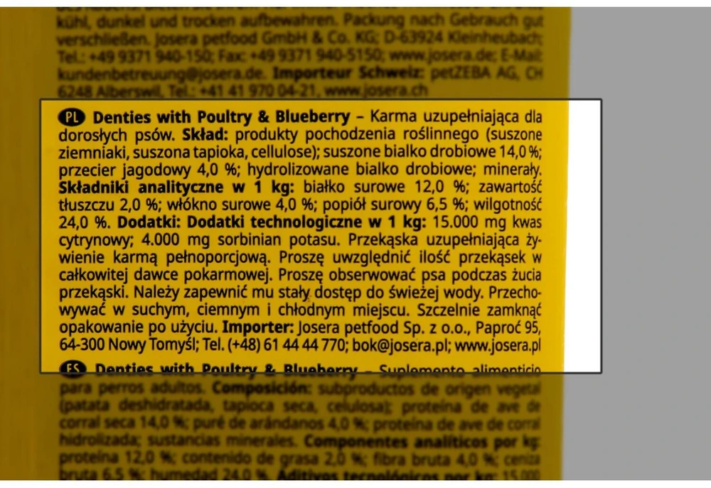 Josera Denties paukšt.+mėlyn.180g skan. šun.