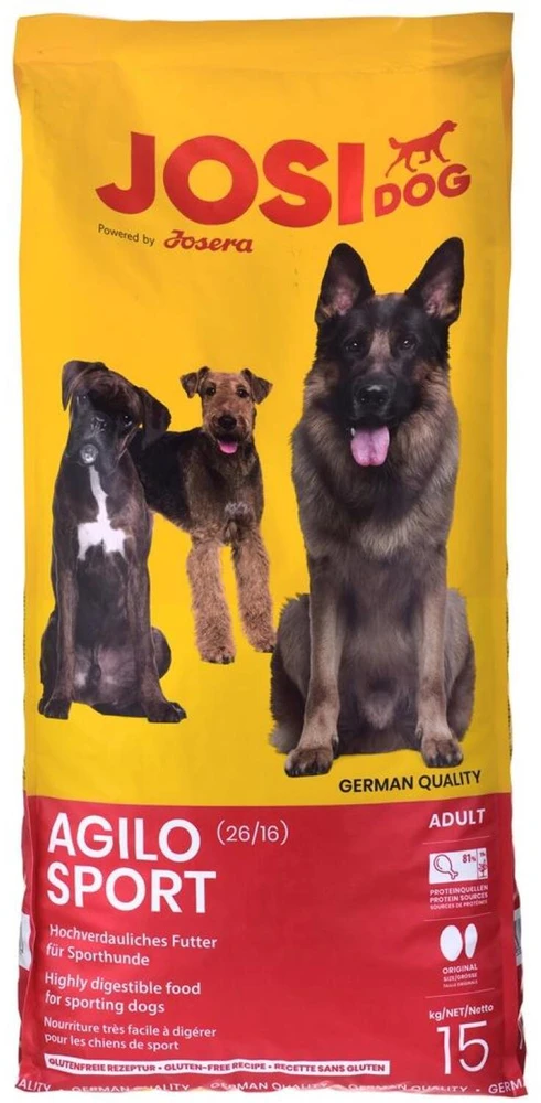 Josera JosiDog Agilo Sport Visavertis ėdalas keturkojams atletams ir labai aktyviems šunims, 15 kg