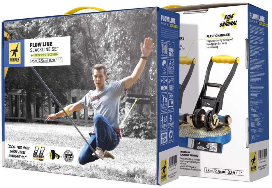 Kinija Gibbon Flow Line TreeWear Slackline Set 25m/2,5 cm