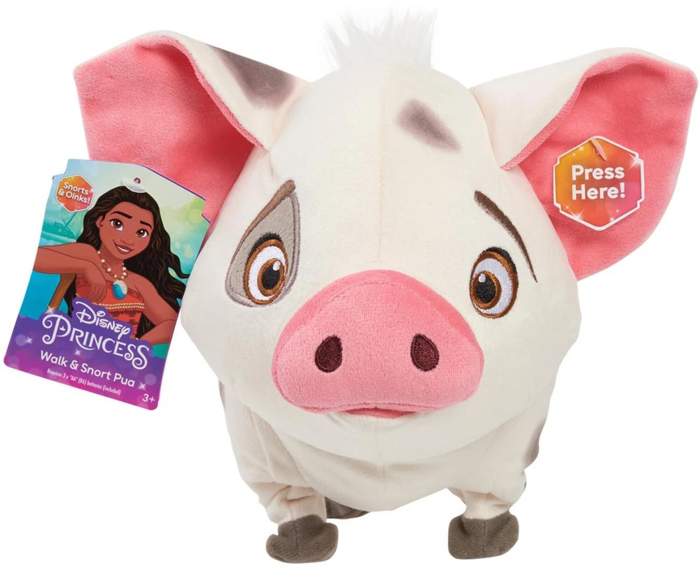 justplay Just Play Disney Moana Pua vaikštantis ir kriuksintis pliušinis žaislas 58131, 20.3cm, garsas, priedai, nuo 36 mėnesių