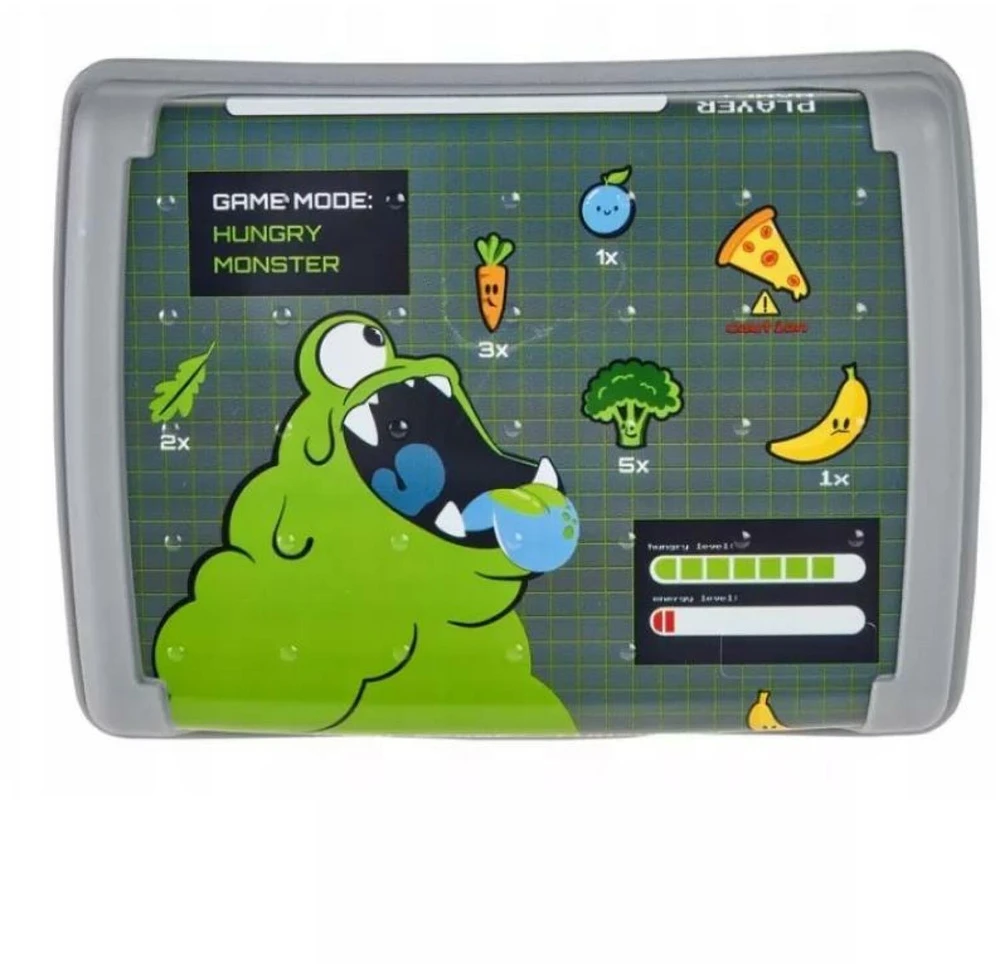 Keeeper maisto laikymo indelis su dekoratyvine spragtelėjimo formos dėžute, mini, 0,5 l, Carla „Monster“, 17 x 13 x 3,5 cm, pilka