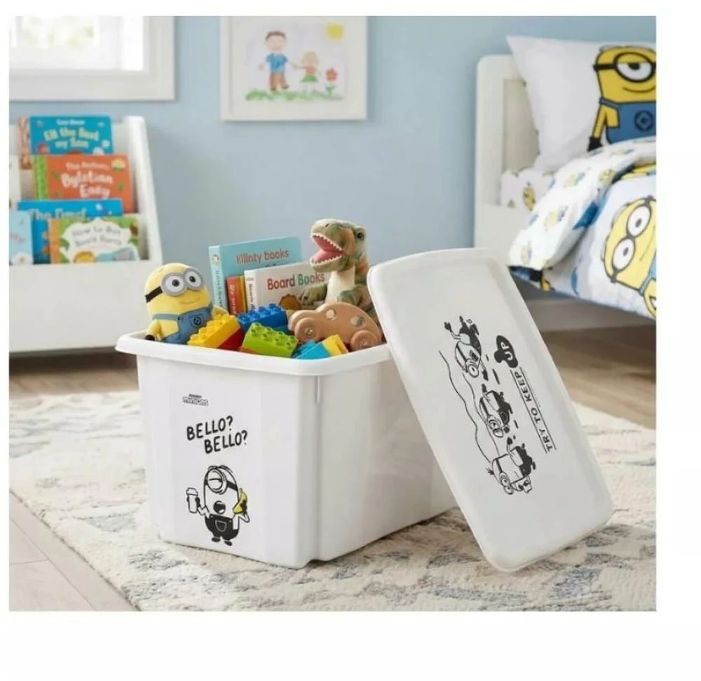 Keeeper dėžė su dangčiu 24L Karolina "Minions Bello" 42,5x35,5x22,5cm balta