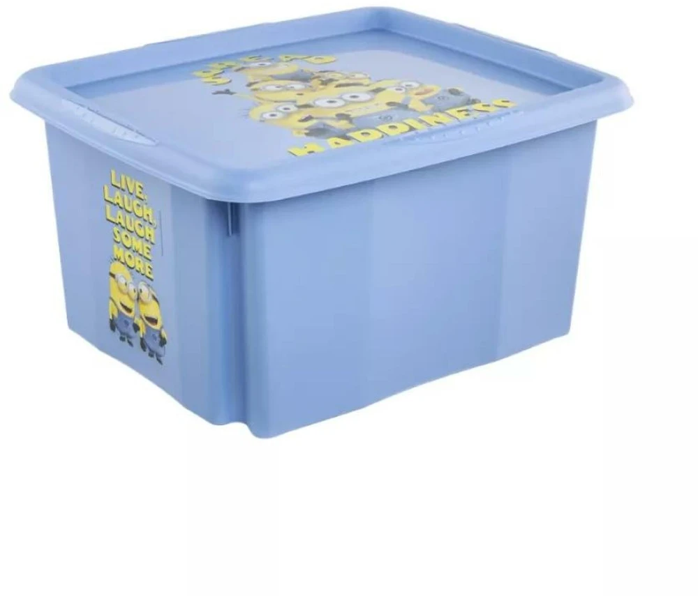 Keeeper dėžė su dangčiu 24L Karolina "Minions Happiness" 42,5x35,5x22,5cm šviesiai mėlyna