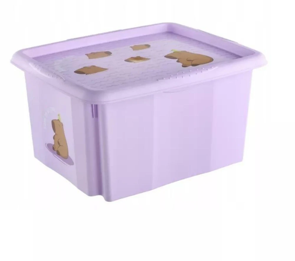 Keeeper dėžė su dangčiu 15L Karolina "Kapibara" 38x29,5x20,5cm švelniai violetinė