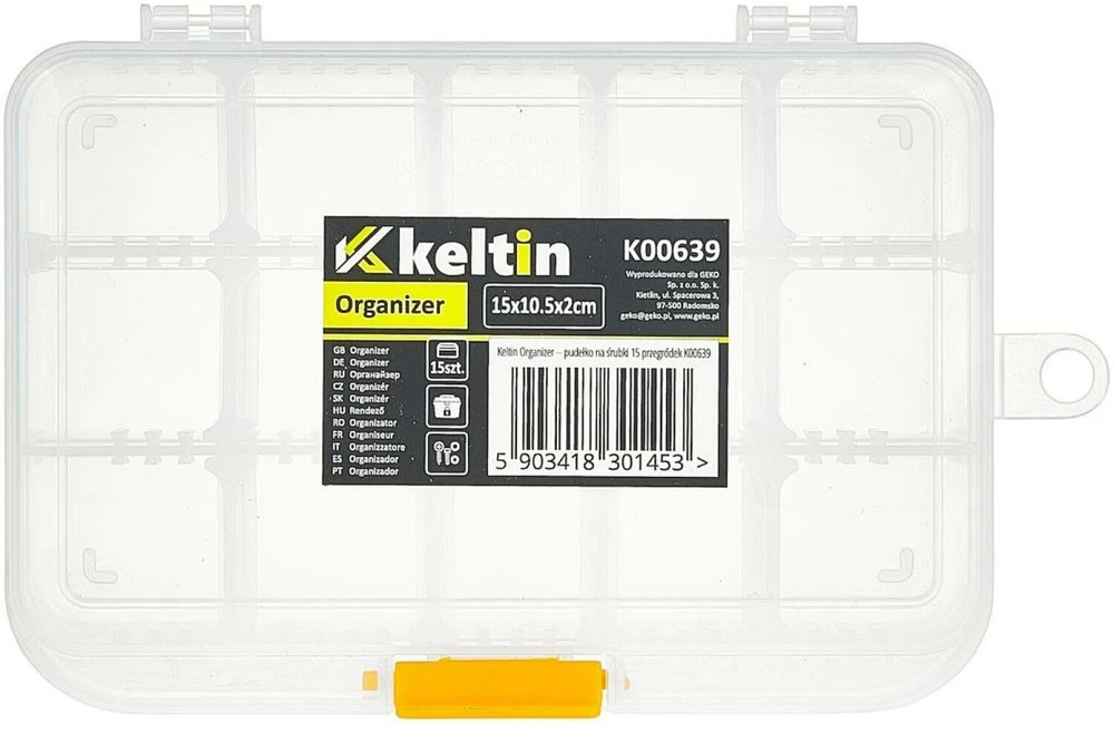 KELTIN organizatorius – dėžutė su varžtais, 15 skyrių (120)