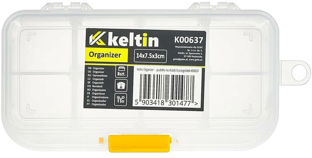 KELTIN organizatorius – dėžutė su varžtais, 8 skyriai (240)