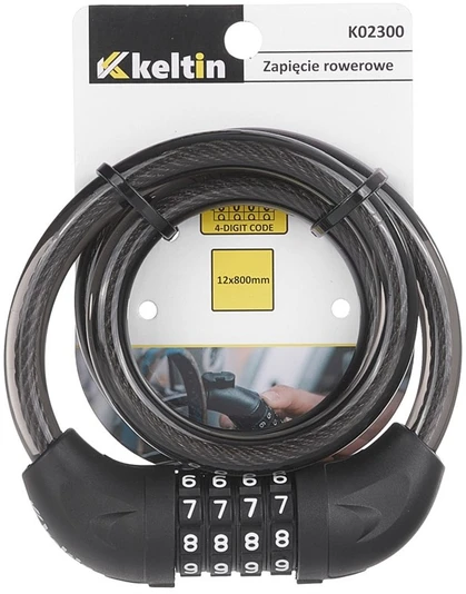 KELTIN Zapięcie rowerowe na 4 cyfrowy szyfr 12x800mm (60)