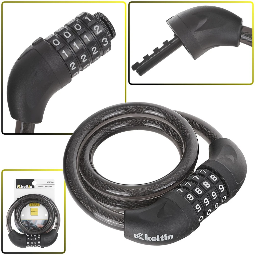 KELTIN Zapięcie rowerowe na 4 cyfrowy szyfr 12x800mm (60)