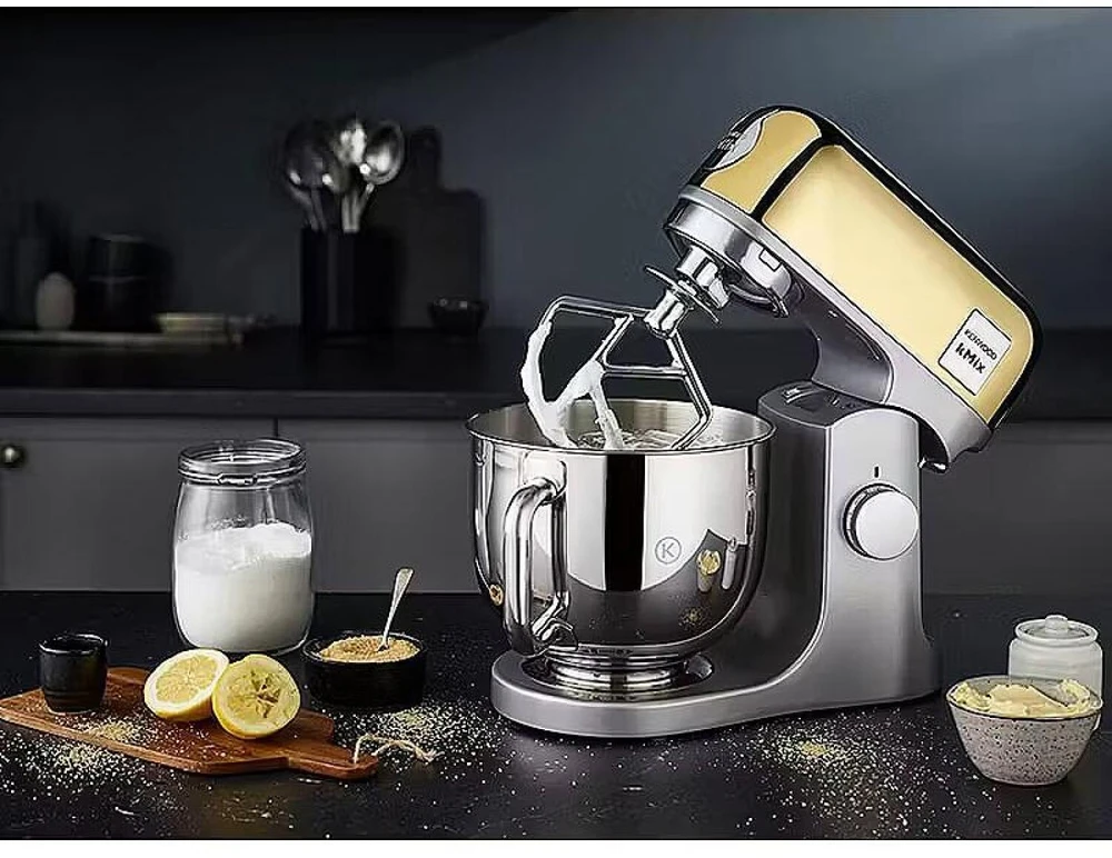 Virtuvinis kombainas Kenwood Virtuvės kombainas KMX760YG 0W20011398, 1000 W, 5 l, 6 greičiai, nerūdijantis plienas, pilka, geltona, blizgus, plakimas