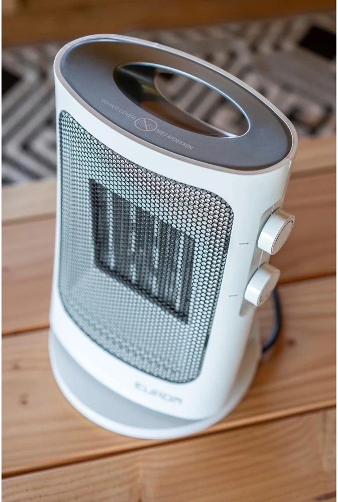 Keraminis ventiliatorinis šildytuvas kambariui ir stovyklavimui su termostatu ir apsauga 1500W iki 60m³ pastatomas Safe Camp 1500 Eurom