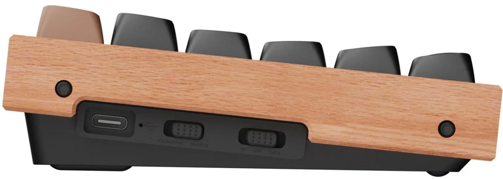 Klaviatūra Keychron K2 HE (juodas/holz, DE-išdėstymas, Gateron Double-Rail Magnetic Nebula, Aluminiumrahmen)